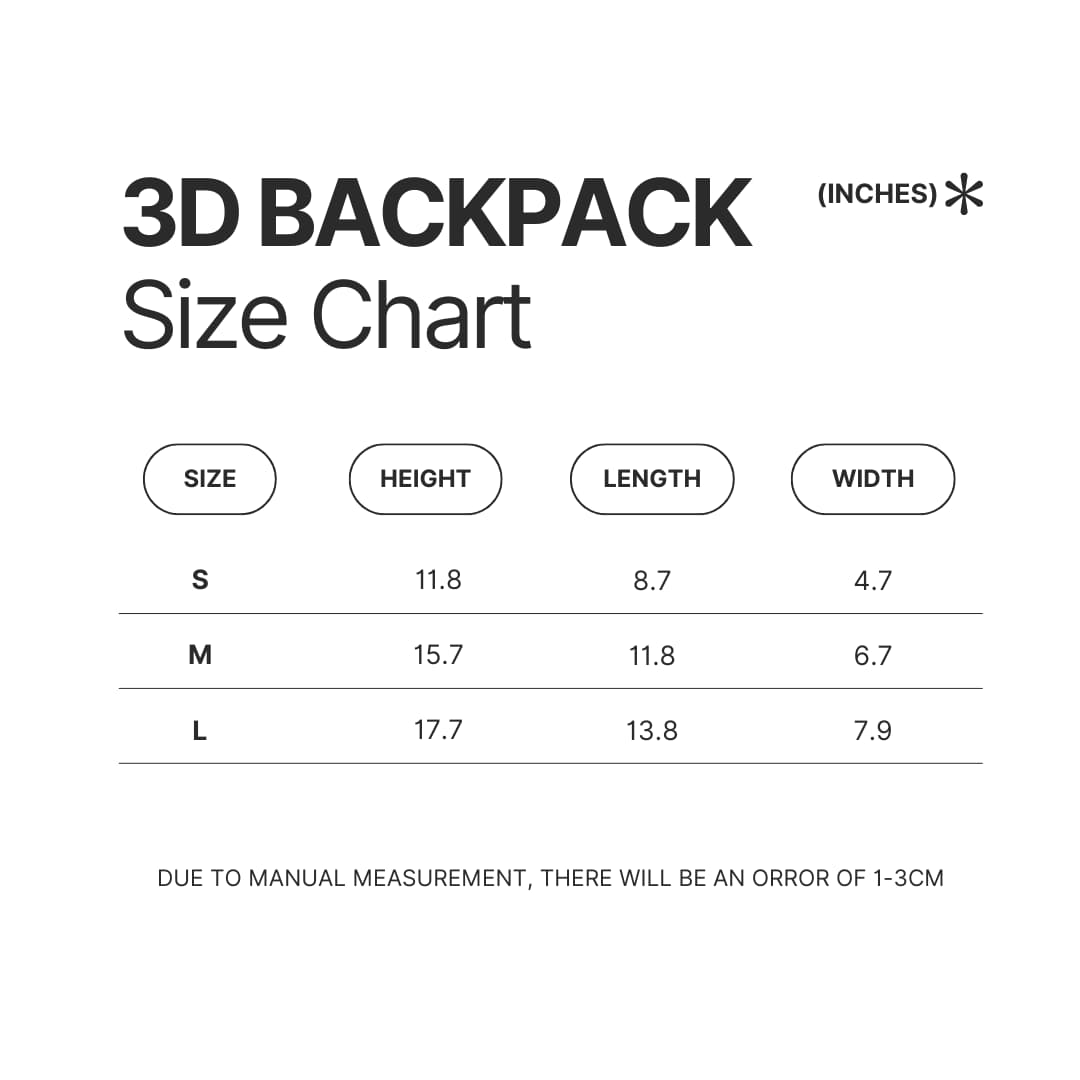 3D Backpack Size Chart - Ed, Edd n Eddy Store