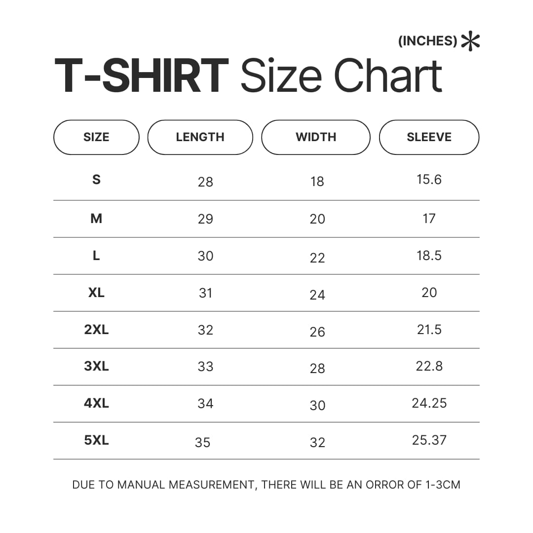 T shirt Size Chart - Ed, Edd n Eddy Store
