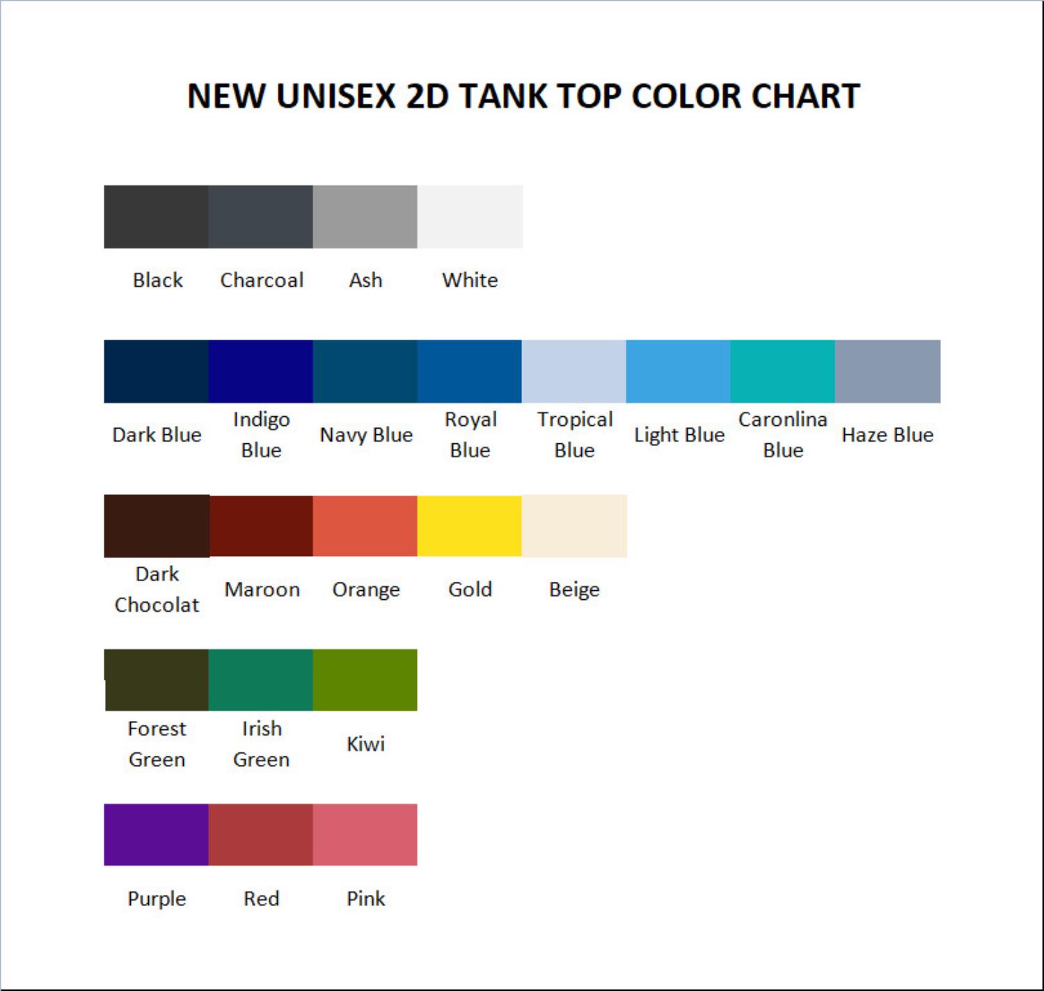 tank top color chart - Ed, Edd n Eddy Store